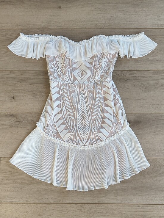 One And Only Collective Dresses & Skirts - American Threads 20s Inspired Gatsby Vibe Off The Shoulder Dress | Size XS